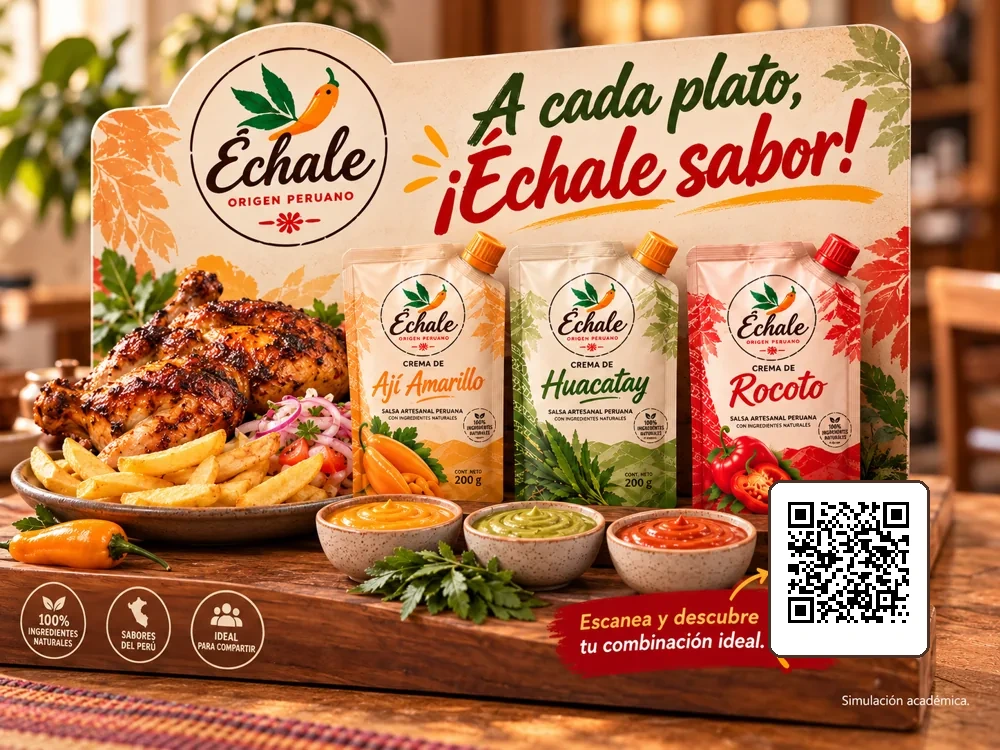 Afiche conceptual Échale con código QR real e integrado
